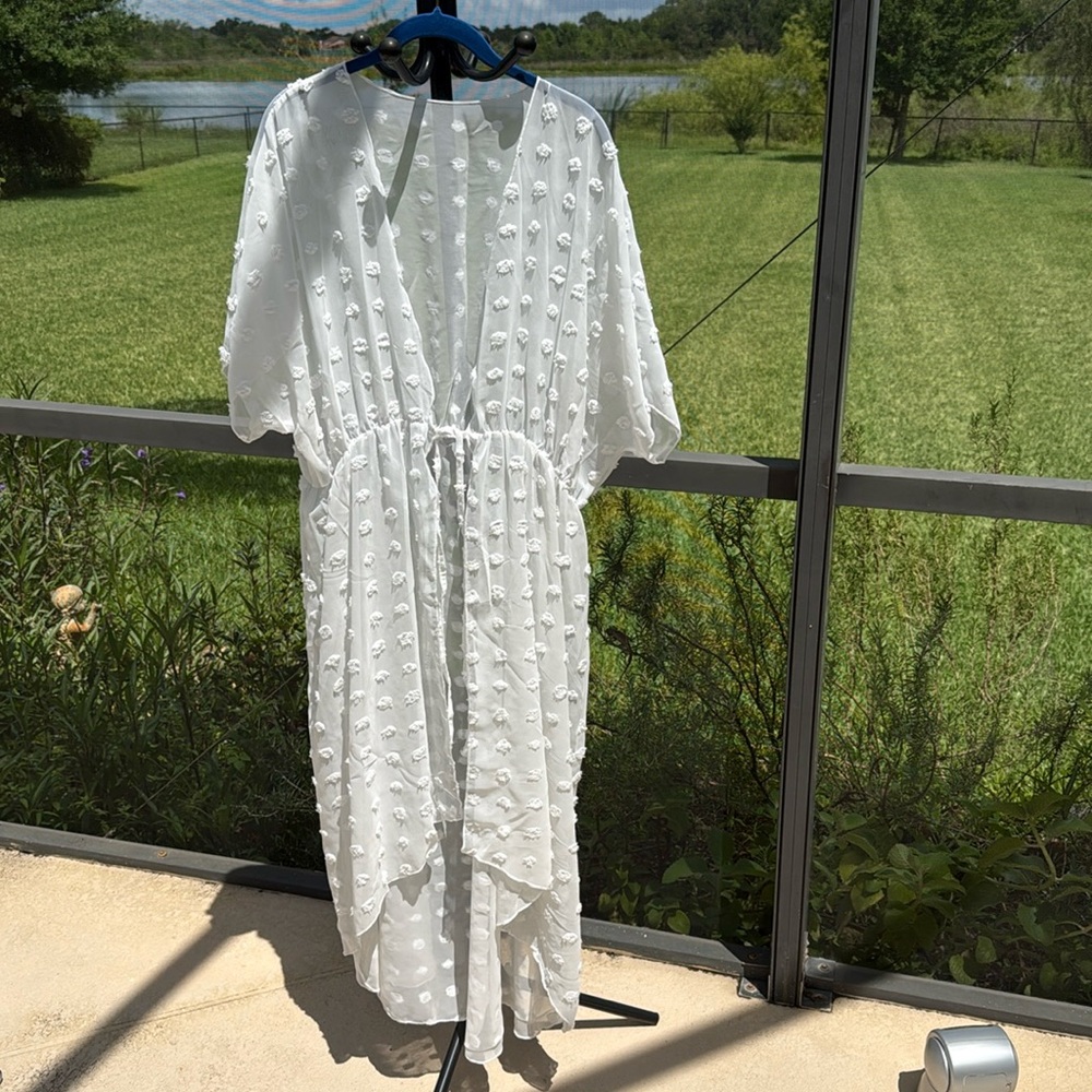 White Swiss dot swim cover up 2XL
